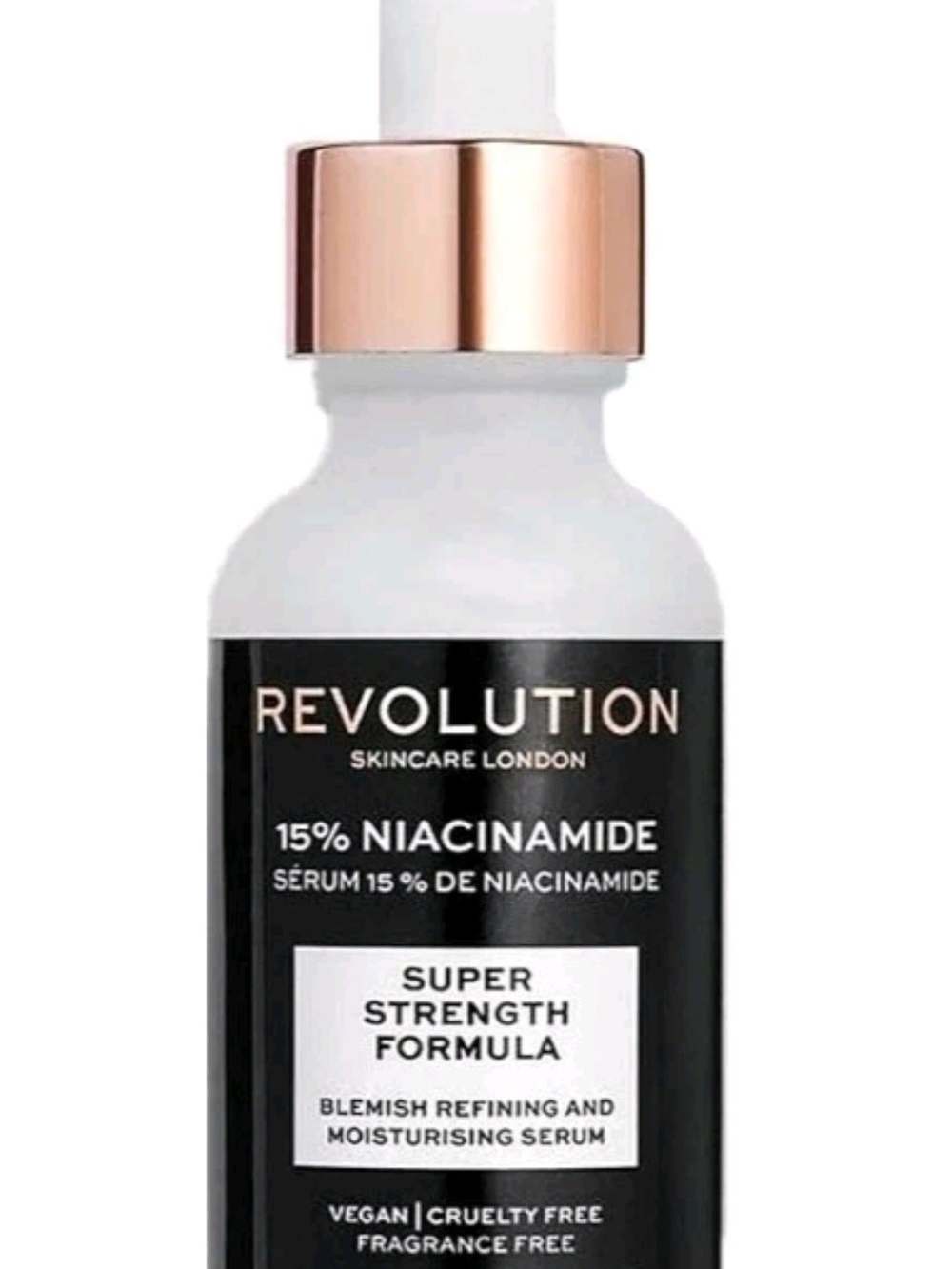 Revolution 15% Niacinamide Serum - Black & Rose Gold Bottle